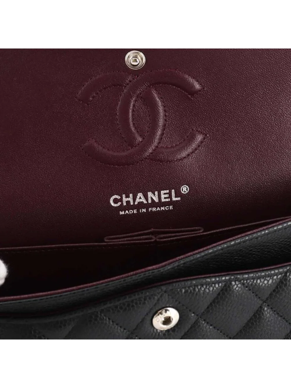 Chanel Quilted 23 Chain Shoulder Bag Caviar Leather Black Silver